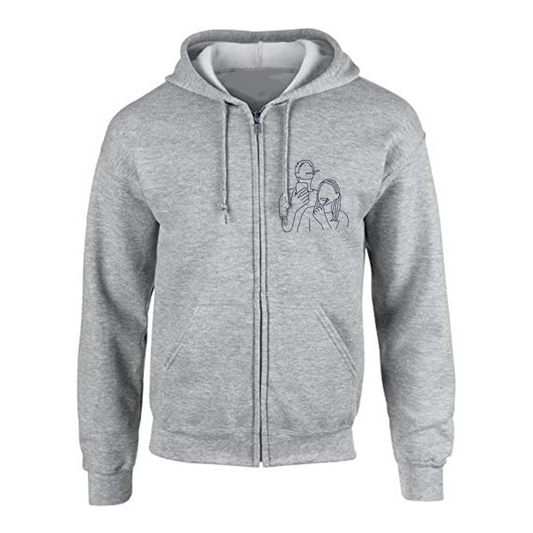 LIJNTEKENING OF EIGEN DESIGN - Hoodie volledige rits (borst)