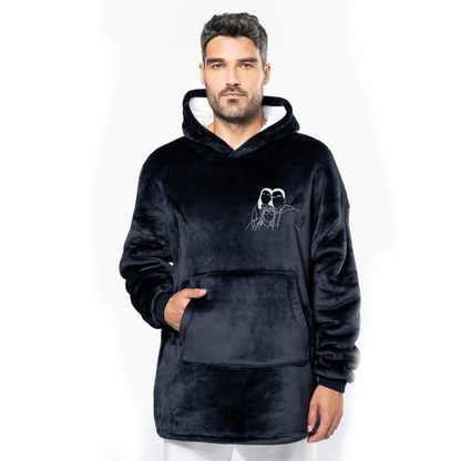 DEKEN HOODIE: LIJNTEKENING OF EIGEN DESIGN - Deken hoodie (borst)