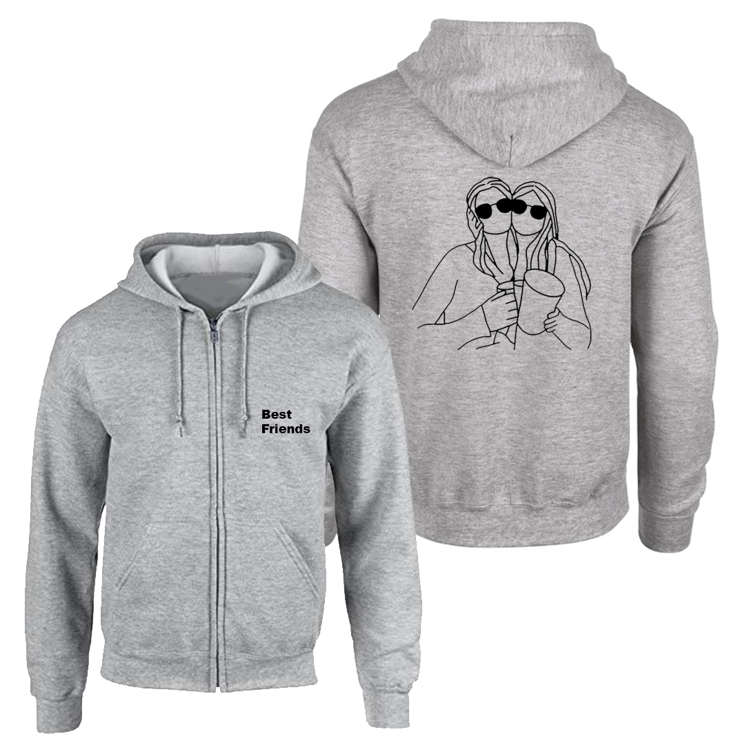 LIJNTEKENING OF EIGEN DESIGN - Hoodie met volledige rits (rug, groot)